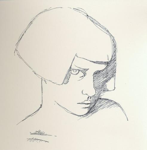 Cartoon: memoir (medium) by novak and nemo tagged sketch,somber,girl,louise,brooks,bob,youth