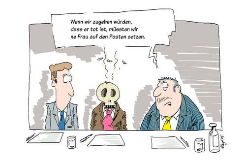 Cartoon: Frauenquote (medium) by Mergel tagged dax,frauenquote,vorstand,posten,gleichberechtigung,männerdömäne