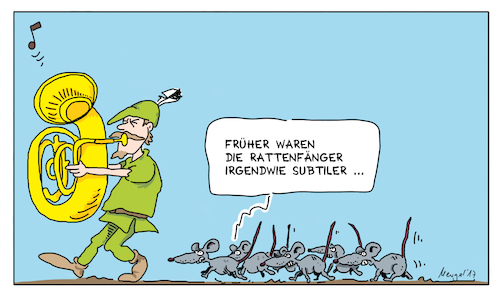 Cartoon: Rattenfänger (medium) by Mergel tagged rattenfänger,populismus,agitation,manipulation