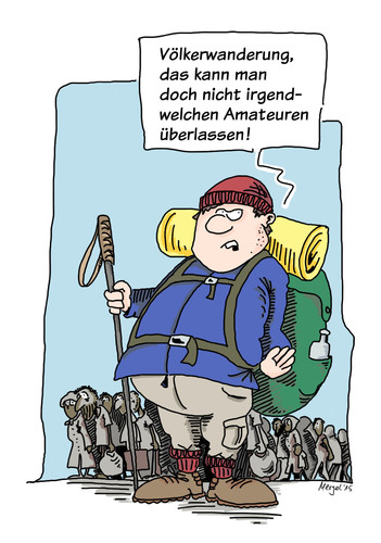 Cartoon: Völkerwanderung (medium) by Mergel tagged migration,völkerwanderung,flucht,flüchtlinge,wandern,trekking