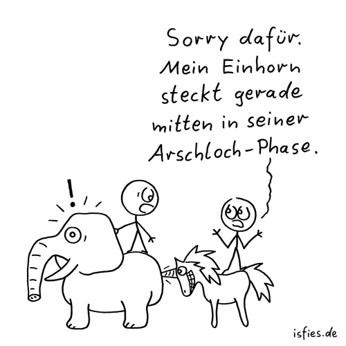 Cartoon: Erziehung (medium) by islieb tagged islieb,comic,strichmännchen,erziehung,elefant,einhorn