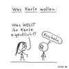 Cartoon: Was Kerle wollen (small) by islieb tagged männer,frauen,kuscheln,knuddeln,schmusen,kerle,lustig,strichmännchen,islieb