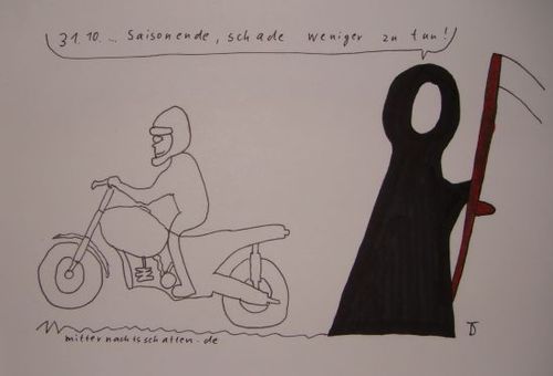 Cartoon: Saisonende (medium) by LaRoth tagged tod,sensenmann,grim,reaper,motorrad,motorbike,motorcycle