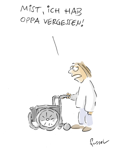 Cartoon: Demente Junioren (medium) by fussel tagged pflege,flegel,pfleger,notstand,enkel,opa,vergessen,demenz,dement