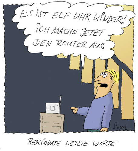 Cartoon: Erziehung auf Knopfdruck (medium) by fussel tagged cartoons,fussel,gaming,games,spiele,familie,medien,neue,mediensucht,internetsucht,media,social,online,kinder,knopfdruck,erziehung,router