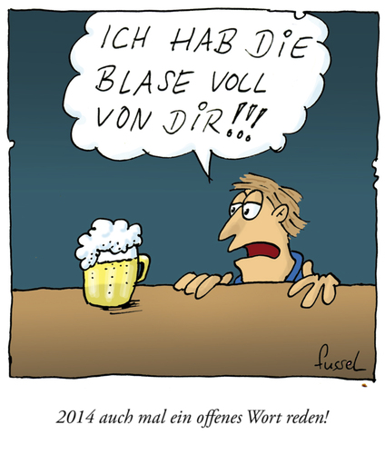 Cartoon: Gute Vorsätze (medium) by fussel tagged beenden,beziehung,blase,voll,bier,reden,wort,offenes,gut,neujahr,vorsatz,sylverster,vorsätze,gute,guter