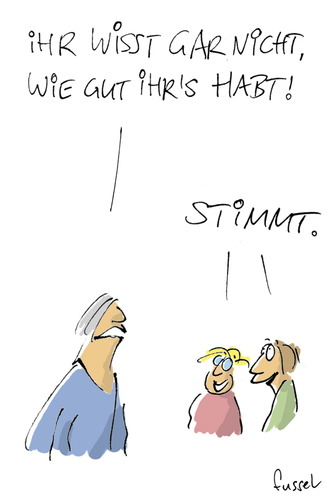 Cartoon: Guthaben (medium) by fussel tagged jugend,wissen,gut,gehen,geht,guthaben,ihr,habt,es