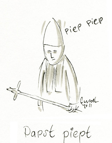Cartoon: Himmlische Klingeltöne (medium) by fussel tagged handy,ratzinger,benedikt,pups,papst,pope