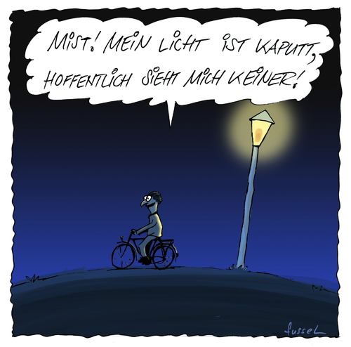 Cartoon: In der dunklen Jahreszeit (medium) by fussel tagged radfahren,ohne,licht,beleuchtung,sicherheit,radler,radeln,rowdies,radfahren,ohne,licht,beleuchtung,sicherheit,radler,radeln,rowdies