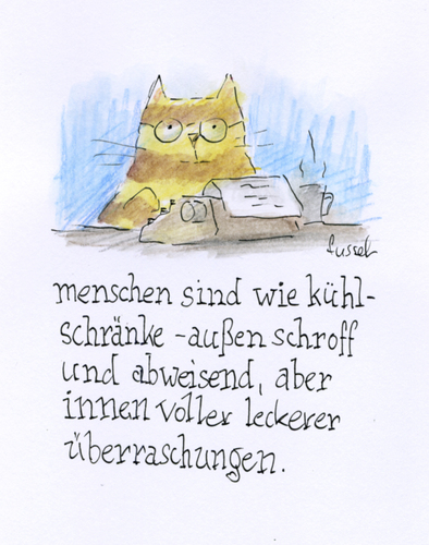 Cartoon: Katzenweisheiten (medium) by fussel tagged überraschung,kühlschränke,menschen,weisheit,katze