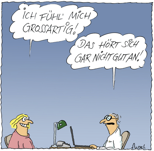 Cartoon: Klingt gefährlich (medium) by fussel tagged arzt,gutgehen,klingt,nicht,gut,patient,sprechstunde,diagnose,gespräch