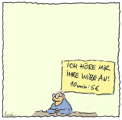 Cartoon: Marktnische (medium) by fussel tagged witze,erzählen,zuhören,marktnische,geschäftsidee,fussel,cartoon,witze,erzählen,zuhören,marktnische,geschäftsidee,fussel,cartoon