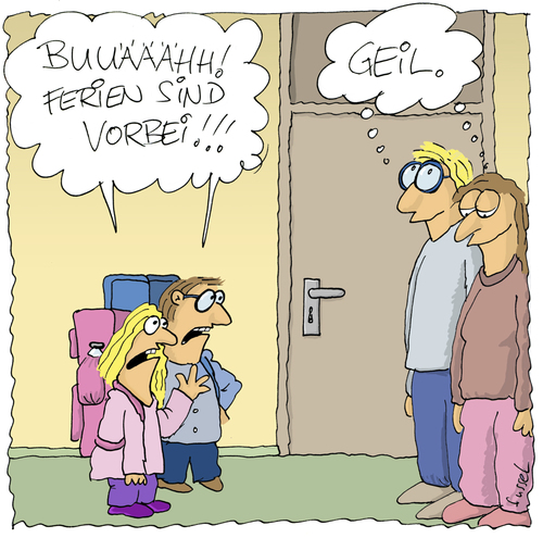 Cartoon: Nach den Ferien (medium) by fussel tagged sommerferien,ferien,ferienende,schulferien,schulbeginn