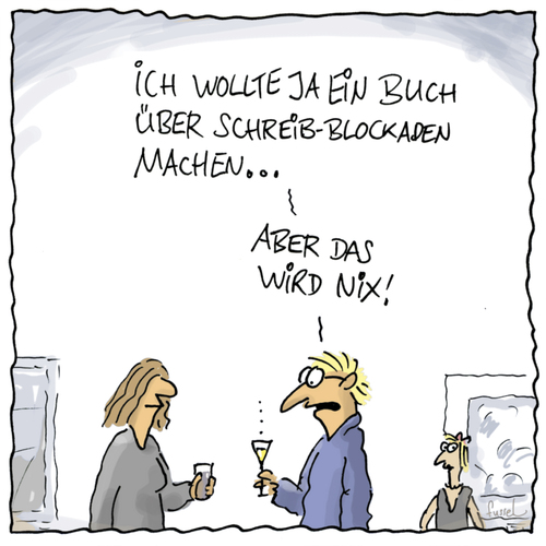 Cartoon: Schreibblockaden (medium) by fussel tagged schreiben,blockade,writers,block,autoren,künstler,kreative,pause,krise,schreiben,blockade,writers,block,autoren,künstler,kreative,pause,krise