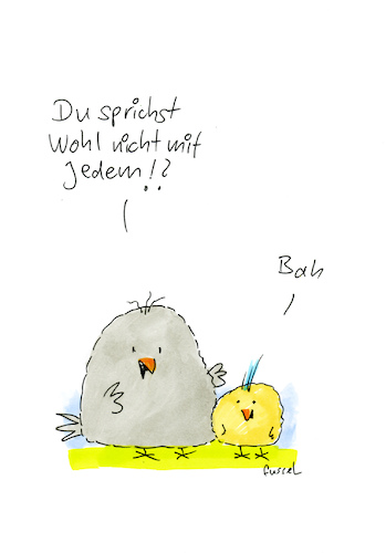 Cartoon: Sei selektiv! (medium) by fussel tagged sprechen,jedem,kommunikation,selektiv,mutismus,sprechen,jedem,kommunikation,selektiv,mutismus