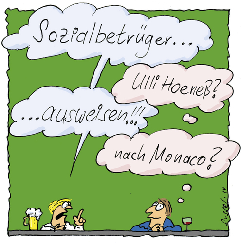 Cartoon: Sozialbetrüger (medium) by fussel tagged steuerflüchtlinge,sozialbetrüger,steuerhinterziehung,ausweisen,eu,rumänien,bulgarien,armutsflüchtlinge,zuwanderung,armutszuwanderung,csu,populismus,stammtisch