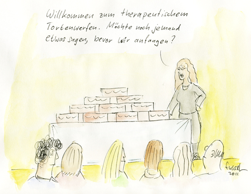 Cartoon: Tortentherapie (medium) by fussel tagged torte,therapie,workshop,frust