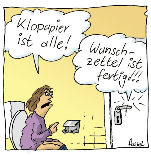 Cartoon: Wenn die Wünsche größer sind (medium) by fussel tagged weihnachten,wunschzettel,klopapier,endlos,klo