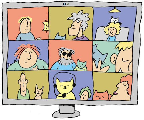 Cartoon: Zoom Cats (medium) by fussel tagged cat,zoom,videokonterenz,video,chat,viko,katze,content,cat,zoom,videokonterenz,video,chat,viko,katze,content