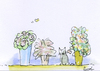 Cartoon: Amore Miaou (small) by fussel tagged cat flower sweet butterfly