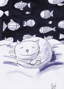 Cartoon: Sleep well (small) by fussel tagged cat,sleep,dream,fish,well