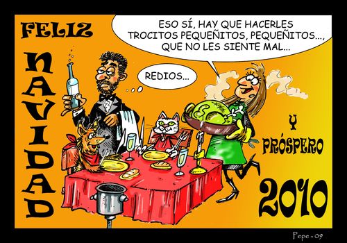 Cartoon: FELIZ 2010 (medium) by PEPE GONZALEZ tagged navidad,draw,dibujo,2010
