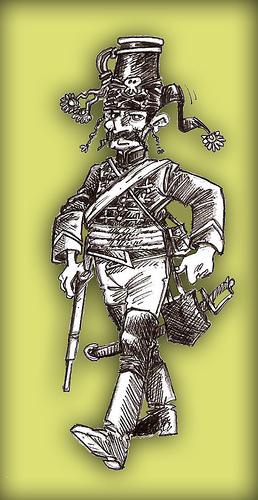 Cartoon: HUSAR DE FEDERICO EL GRANDE (medium) by PEPE GONZALEZ tagged soldier,soldado,draw,dibujo,husar