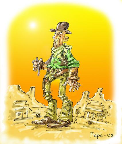 Cartoon: SHERIFF CORRUPTO (medium) by PEPE GONZALEZ tagged oeste,west,western,dibujo