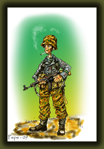 Cartoon: SS UNTERSCHARFÜHER NORD DIV (medium) by PEPE GONZALEZ tagged soldier,aleman,german,soldado,ss,wwii,guerra,draw,ilustration