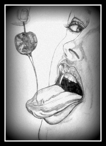 Cartoon: Cherry (medium) by Krinisty tagged girl,erotic,cherry,sexy,tongue,juicy,hot,lips,wet,eyes,art,krinisty