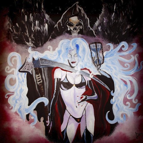 Cartoon: Lady Death (medium) by Krinisty tagged ladydeath,comic,death,grim,reaper,lady,angel,of