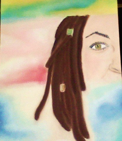 Cartoon: When I had dreads (medium) by Krinisty tagged dreads,chalk,pastel,love,peace,hippie,colors,selfportrait,portrait,draw,me