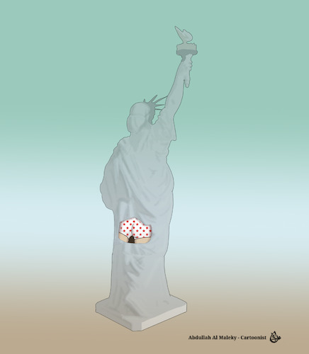 Cartoon: false status of liberty (medium) by abdullah tagged freedom,usa,america,trump,biden,election,politic,false