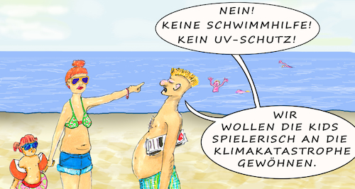 Cartoon: Klimawandel (medium) by SoRei tagged charles,darwin,darwinismus,meer,sonnenbrand,uv,strahlung,schutz,schwimmhilfe,sonnenbrille,kinder,nachwuchs,evolution,klima,klimawandel,klimakatastrophe,globale,erwärmung,bedrohung,artenschutz,umweltschutz,anpassung,abhärten,erziehung,realität,pädagogik,spielerisch,spiel,heranführen,überzeugung,erziehungskonzept,hinweis,ertrinken,gefahr,strand,meeresspiegel,hitze,sonne,sommer,hautkrebs,hautschutz,flut,dürre,hilfe,baywatch,wasserwacht,seenot,rettung,sos,schwimmen,planschen,sandstrand,urlaub,bad,baden,seebad,ferien,aufsicht,vorsicht,hilfestellung,charles,darwin,darwinismus,meer,sonnenbrand,uv,strahlung,schutz,schwimmhilfe,sonnenbrille,kinder,nachwuchs,evolution,klima,klimawandel,klimakatastrophe,globale,erwärmung,bedrohung,artenschutz,umweltschutz,anpassung,abhärten,erziehung,realität,pädagogik,spielerisch,spiel,heranführen,überzeugung,erziehungskonzept,hinweis,ertrinken,gefahr,strand,meeresspiegel,hitze,sonne,sommer,hautkrebs,hautschutz,flut,dürre,hilfe,baywatch,wasserwacht,seenot,rettung,sos,schwimmen,planschen,sandstrand,urlaub,bad,baden,seebad,ferien,aufsicht,vorsicht,hilfestellung