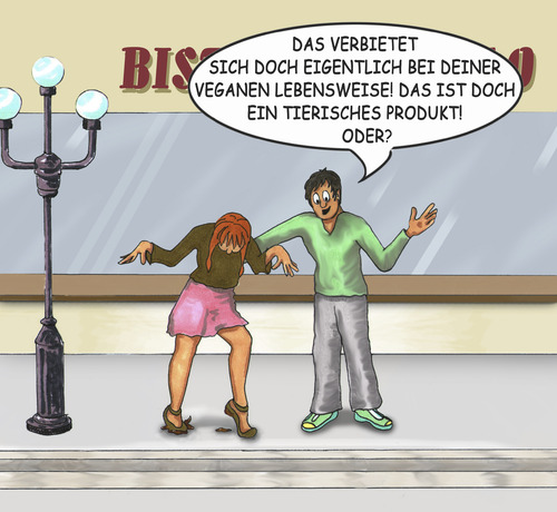 Cartoon: Vegan (medium) by SoRei tagged verunreinigung,stadt,ekel,fehltritt,pärchen,missgeschick,disziplin,strenge,einstellung,ernährungsberatung,ernährung,geisteshaltungkonsequenz,haltung,lebenseinstellung,gesinnung,hundekot,lebensweise,vegane,vegan