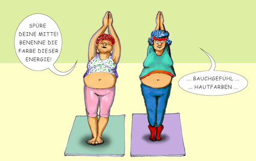 Cartoon: Yogini (medium) by SoRei tagged bauch,wampe,wohlstandsbauch,schwarte,übergewicht,adipositas,metabolismus,yoga,energie,chakra,chakren,farben,öffnen,mitte,meditation,zuordnung,spiritualität,heilung,rot,orange,gelb,grün,hellblau,indigo,violett,weiß,asanas,pranaynama,sanskrit,yama,niyama,pratyahara,kriyas,askese,guru,meister,hinduismus,indien,schule,lehre,philosophie,medizin,sport,therapie,gesundheit,yogamatte,joga,esoterik,plattitüde,bauch,wampe,wohlstandsbauch,schwarte,übergewicht,adipositas,metabolismus,yoga,energie,chakra,chakren,farben,öffnen,mitte,meditation,zuordnung,spiritualität,heilung,rot,orange,gelb,grün,hellblau,indigo,violett,weiß,asanas,pranaynama,sanskrit,yama,niyama,pratyahara,kriyas,askese,guru,meister,hinduismus,indien,schule,lehre,philosophie,medizin,sport,therapie,gesundheit,yogamatte,joga,esoterik,plattitüde