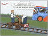 Cartoon: die Bahn ... (small) by SoRei tagged lokführer,draisine,fernbus,billig,airlines,junge,leute,zum,mitreisen,gesucht,sparmaßnahmen,einbußen,vorstand,verkleinert,streik,gleis,gleise,busfahrer,durchsage,randstreifen