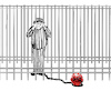 Cartoon: In or Out (small) by SoRei tagged schutzausrüstung,hygiene,ansteckungsrate,infektionsgeschehen,reproduktionszahl,social,distancing,ansteckung,exponentielles,wachstum,verzögern,ausbreitung,virus,verunsicherung,gesundheitssystem,kapazitäten,epedemie,pandemie,sträfling,häftling,insassen,verurteilter,eisenkugel,bleikugel,fußfessel,fußschelle,hinter,gitter,schwedische,gardinen,knast,kette,schloss,riegel,schlüssel,feile,kittchen,loch,bau,bunker,jva,justizvollzugsanstalt,besserungsanstalt,strafe,büßerhemd,buße,maßnahme,haft,ausgangsbeschränkung,ausgangssperre,corona,covid,gauner,verschluss,verwahrung,arrest,freiheitsstrafe,freiheitsentzug,exekutive,behörde,gewalt,vollstrecken,vollstrecker,gericht,urteil,öffentliche,sicherheit,und,ordnung,virologe,empfehlung,katastrophe,lockdown,shutdown,welle,immunität,infektionsherde,fälle,epidemologe,banksy