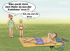 Cartoon: Verunsicherung im Freibad (small) by SoRei tagged freibad,see,kleine,mädchen,streich,bloßstellung,wiese,liegewiese,handtuch,sonnenbrille,badehose,erschrecken,verunsichern,grenzen,austesten,peinlichkeit,blamage,nacktheit,scham,list,frechheit,naiv,spaß,scherz,dreist,angriffslustig,sexismus,badelatschen,bik