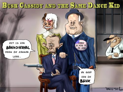 Cartoon: Bush Cassidy (medium) by Vanmol tagged bush,mccain,palin,wallstreet