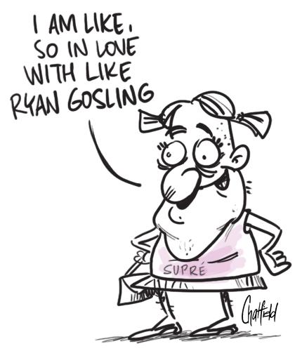 Cartoon: Gosling (medium) by Jason_Chatfield tagged jason,chatfield,ryan,gosling,cartoon
