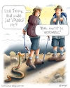 Cartoon: Wannabe Deadly (small) by George tagged snake,knife,hiker