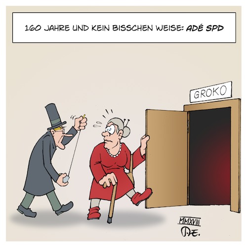 Cartoon: 160 Jahre und kein bißchen weise (medium) by Timo Essner tagged spd,partei,bundestag,sondierungen,groko,mitgliederbefragung,parteitag,harakiri,martin,schulz,angela,andrea,nahles,sigmar,gabriel,cartoon,timo,essner,spd,partei,bundestag,sondierungen,groko,mitgliederbefragung,parteitag,harakiri,martin,schulz,angela,andrea,nahles,sigmar,gabriel,cartoon,timo,essner