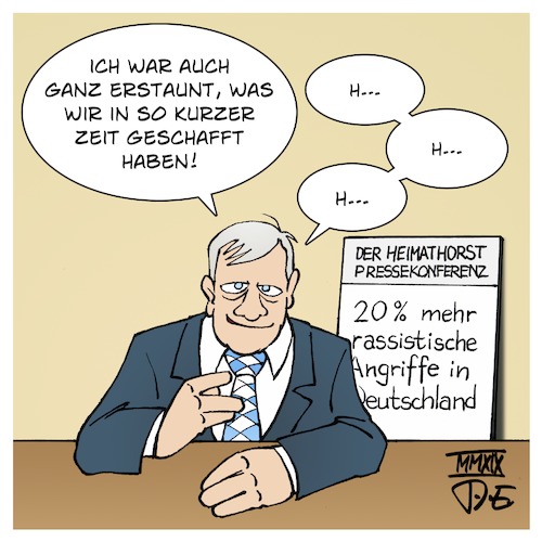 Cartoon: 20 Prozent mehr Rassismus (medium) by Timo Essner tagged innennministerium,innenminister,bundesinnenminister,bundesinnenministerium,bmi,heimatministerium,heimatminister,heimathorst,rassistische,angriff,rechtsextremismus,gewalt,krinimalität,20,prozent,mehr,rassismus,cartoon,timo,essner,innennministerium,innenminister,bundesinnenminister,bundesinnenministerium,bmi,heimatministerium,heimatminister,heimathorst,rassistische,angriff,rechtsextremismus,gewalt,krinimalität,20,prozent,mehr,rassismus,cartoon,timo,essner