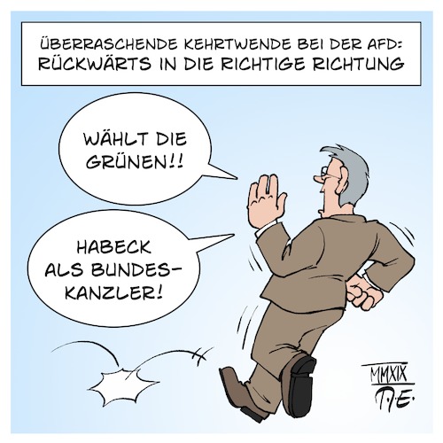 Cartoon: AfD pro Habeck (medium) by Timo Essner tagged meuthen,afd,robert,habeck,die,grünen,diegrünen,wahlkampf,eu,wahl,bundeskanzler,auswandern,cartoon,timo,essner,meuthen,afd,robert,habeck,die,grünen,diegrünen,wahlkampf,eu,wahl,bundeskanzler,auswandern,cartoon,timo,essner