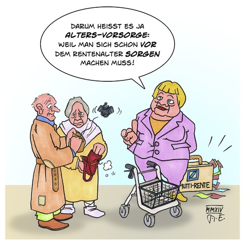 Cartoon: Alters-Vorsorge (medium) by Timo Essner tagged altersvorsorge,rente,merkel,altersarmut