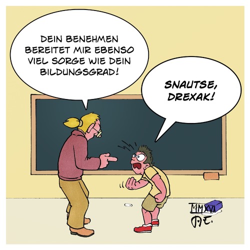 Cartoon: Bildung und Benehmen (medium) by Timo Essner tagged schüler,lehrer,schule,benehmen,betragen,bildung,bildungsgrad,frechheit,freche,cartoon,timo,essner,schüler,lehrer,schule,benehmen,betragen,bildung,bildungsgrad,frechheit,freche,cartoon,timo,essner