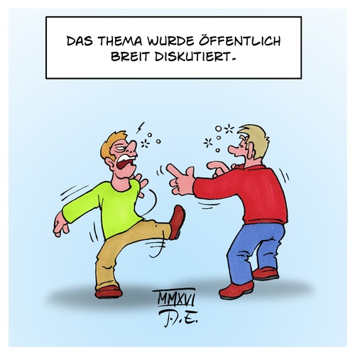 Cartoon: Breite Diskussion (medium) by Timo Essner tagged debatte,öffentlich,öffentlichkeit,diskussion,breit,diskutiert,wortspiel,cartoon,timo,essner,debatte,öffentlich,öffentlichkeit,diskussion,breit,diskutiert,wortspiel,cartoon,timo,essner