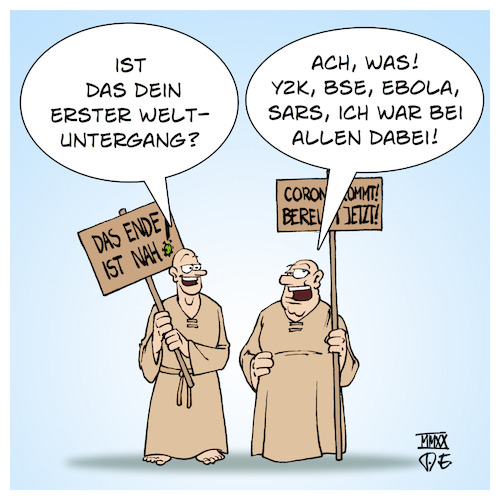 Cartoon: Das Ende ist nah (medium) by Timo Essner tagged das,ende,ist,nah,corona,grippe,pandemie,epidemie,grippewelle,cov19,deutschland,weltuntergang,panik,sars,bse,ebola,y2k,cartoon,timo,essner,das,ende,ist,nah,corona,grippe,pandemie,epidemie,grippewelle,cov19,deutschland,weltuntergang,panik,sars,bse,ebola,y2k,cartoon,timo,essner