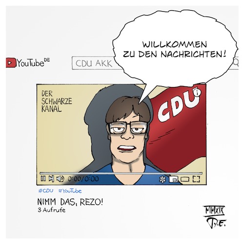 Cartoon: Der Schwarze Kanal (medium) by Timo Essner tagged cdu,youtube,rezo,der,schwarze,kanal,social,media,video,pr,public,relations,staatsfernsehen,akk,annegret,kramp,karrenbauer,cartoon,timo,essner,cdu,youtube,rezo,der,schwarze,kanal,social,media,video,pr,public,relations,staatsfernsehen,akk,annegret,kramp,karrenbauer,cartoon,timo,essner